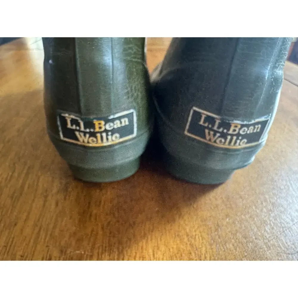 L.L. Bean Wellie Rain Boots Kids Size 3 Green Rubber